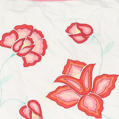 French Connection Womens White Cotton A-Line Skirt Size 8 Zip - Floral Embroidery