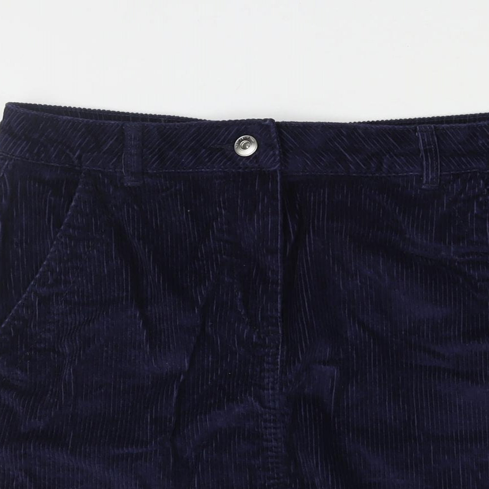NEXT Womens Blue Cotton Mini Skirt Size 12 Zip