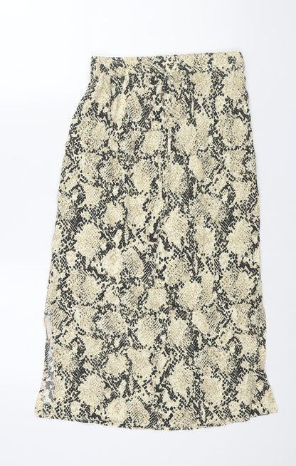 Marks and Spencer Womens Beige Animal Print Polyester Straight & Pencil Skirt Size 10 Drawstring - Snake Print