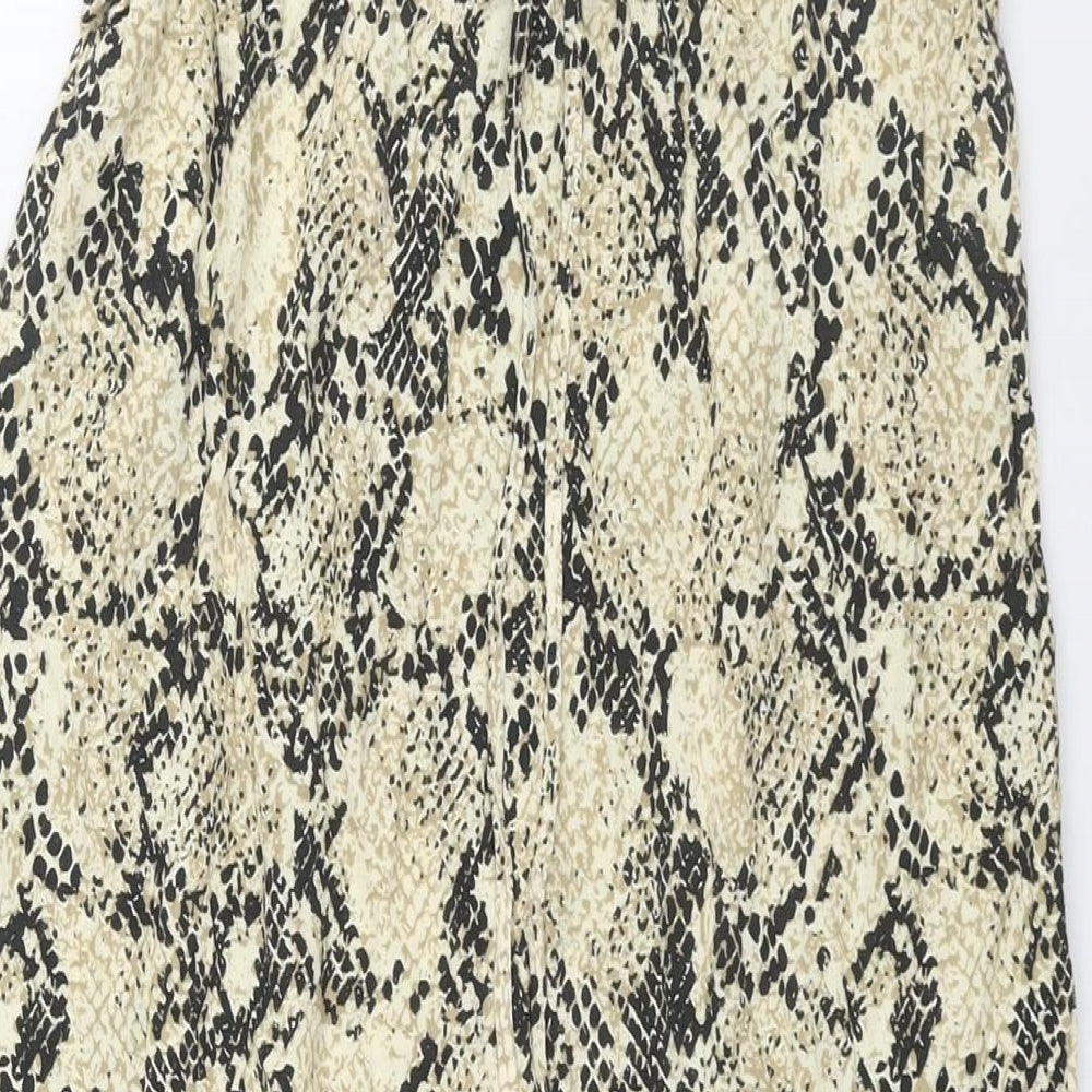 Marks and Spencer Womens Beige Animal Print Polyester Straight & Pencil Skirt Size 10 Drawstring - Snake Print