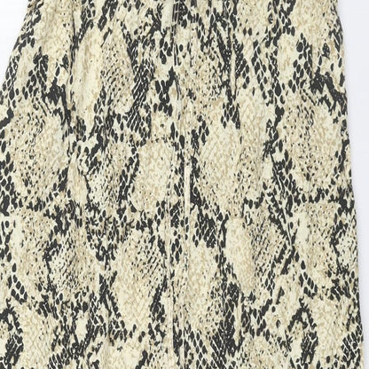 Marks and Spencer Womens Beige Animal Print Polyester Straight & Pencil Skirt Size 10 Drawstring - Snake Print