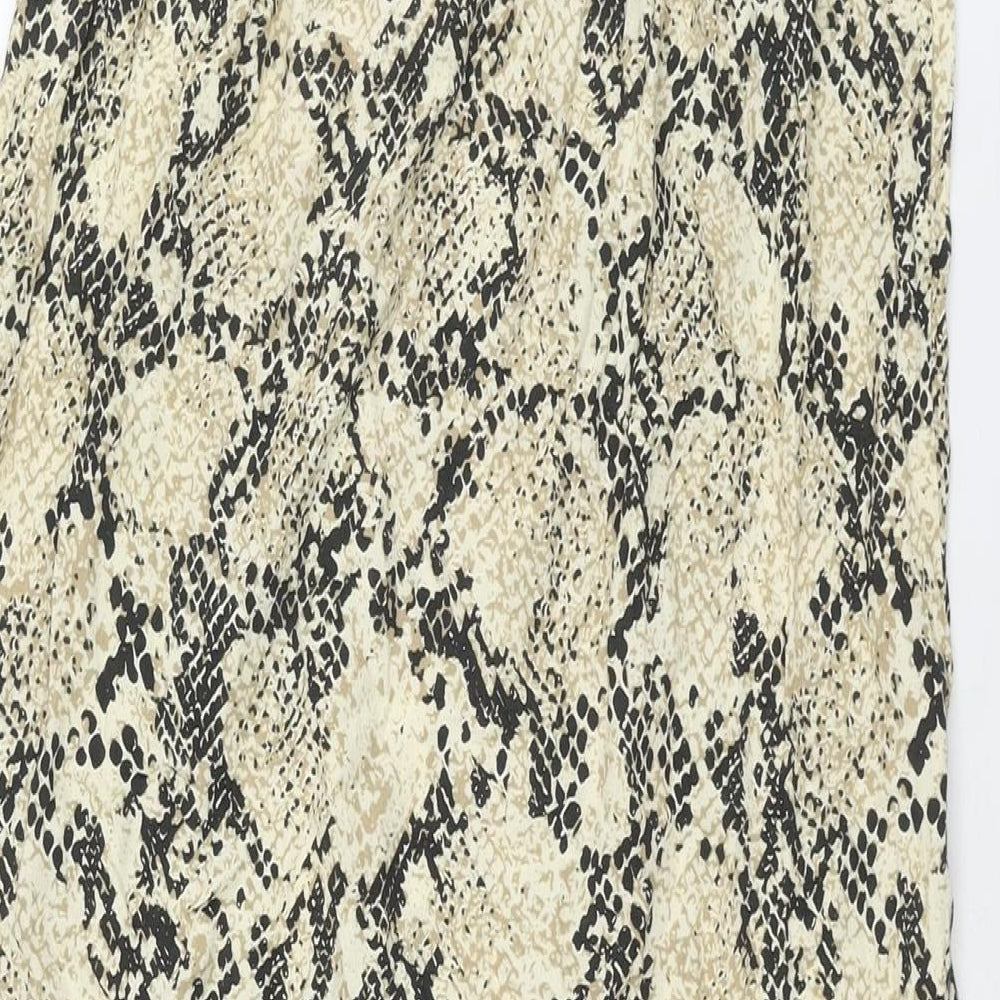 Marks and Spencer Womens Beige Animal Print Polyester Straight & Pencil Skirt Size 10 Drawstring - Snake Print