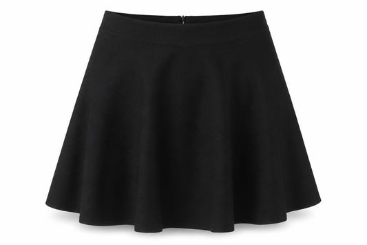 Solo Womens Black Polyester Flare Skirt Size 14 Zip