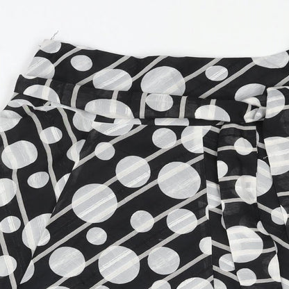 Debenhams Womens Black Polka Dot Polyester Flare Skirt Size 12 Zip - Belted