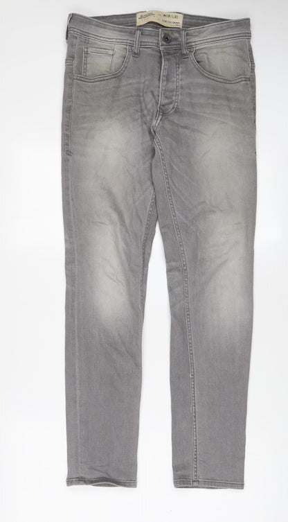 Burton Mens Grey Cotton Skinny Jeans Size 28 in L30 in Regular Zip - Pockets