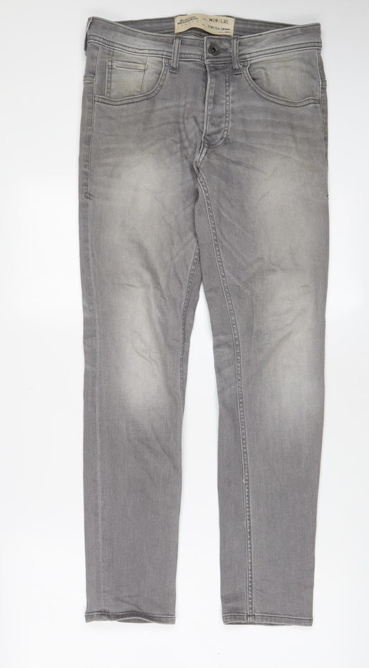 Burton Mens Grey Cotton Skinny Jeans Size 28 in L30 in Regular Zip - Pockets
