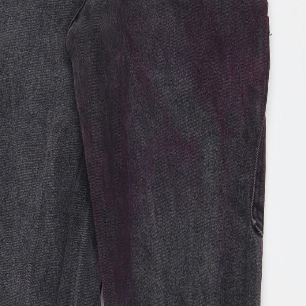 PRETTYLITTLETHING Womens Grey Cotton Tapered Jeans Size 10 L27 in Regular Zip - Purple tint, Cuffed