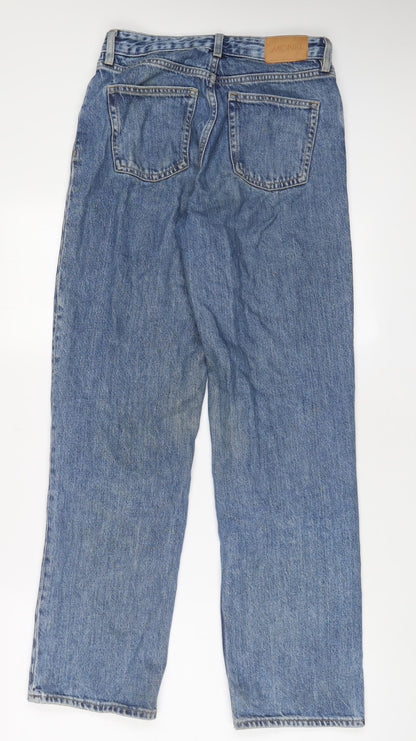 Monki Womens Blue Cotton Straight Jeans Size 26 in L31 in Regular Zip - Pockets