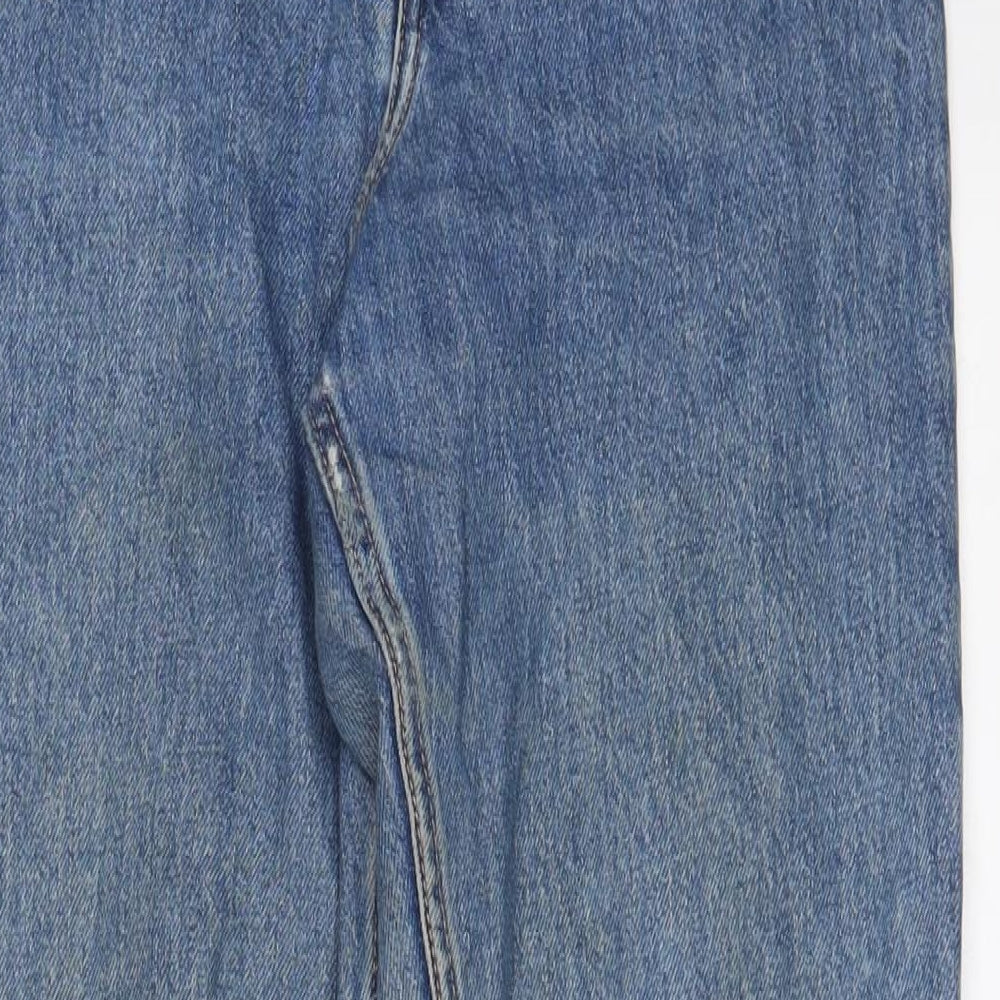 Monki Womens Blue Cotton Straight Jeans Size 26 in L31 in Regular Zip - Pockets