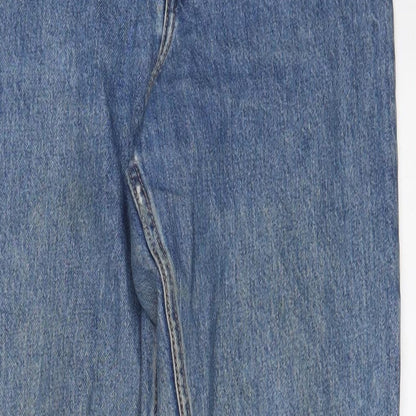 Monki Womens Blue Cotton Straight Jeans Size 26 in L31 in Regular Zip - Pockets