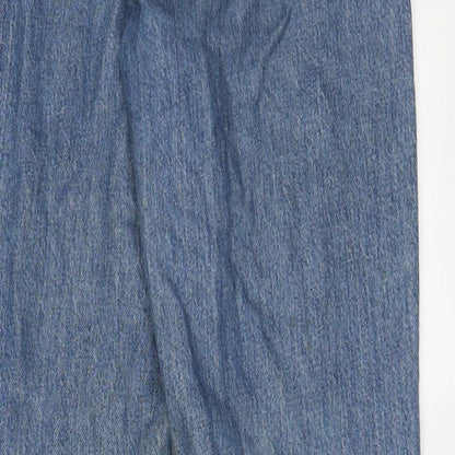 Monki Womens Blue Cotton Straight Jeans Size 26 in L31 in Regular Zip - Pockets