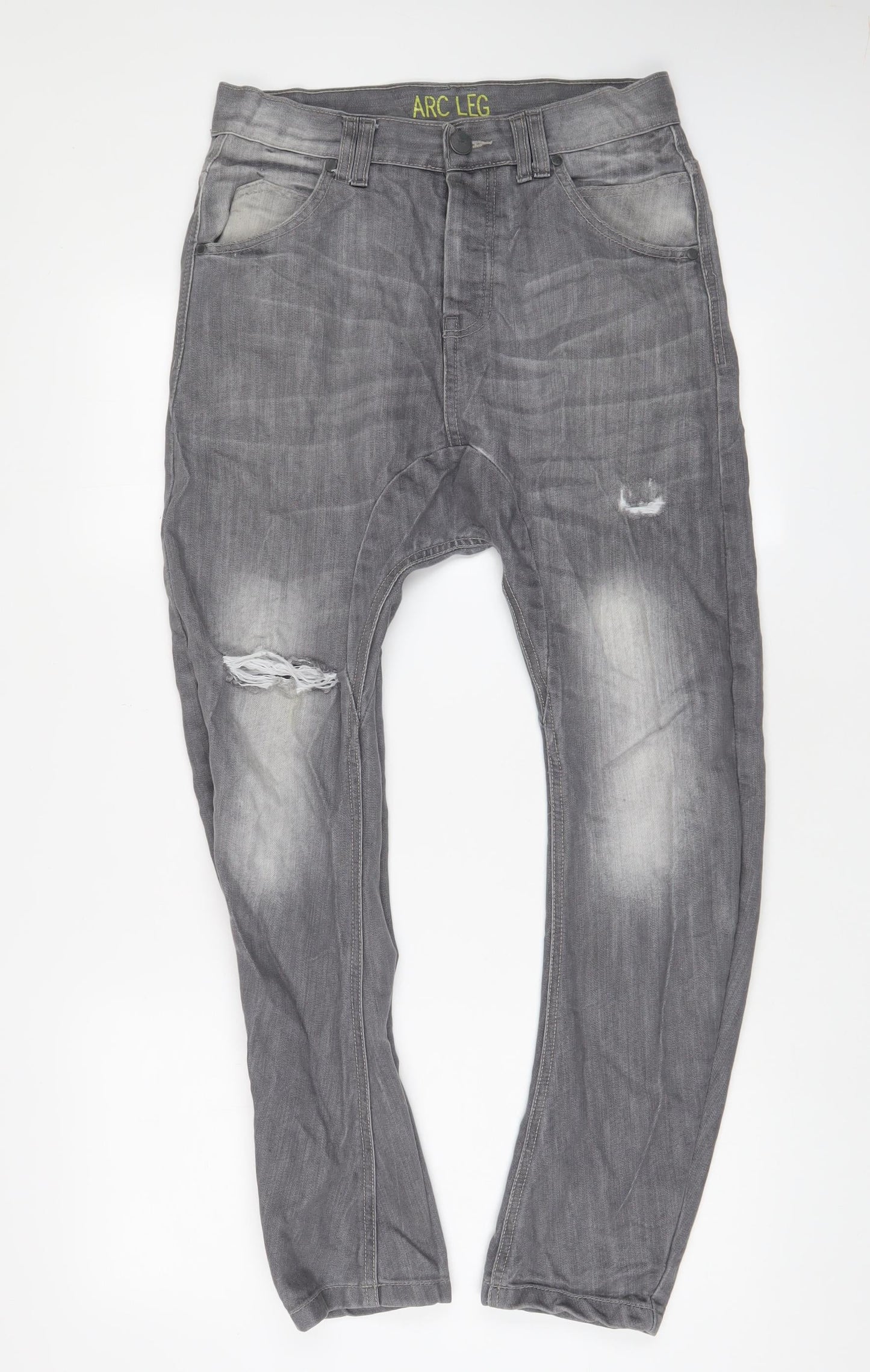 Denim & Co. Mens Grey Cotton Tapered Jeans Size 30 in L30 in Regular Zip - Arc Leg