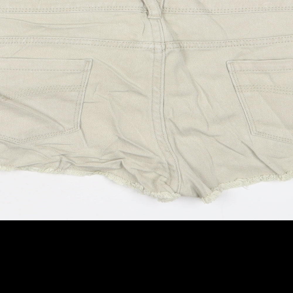 Denim & Co. Womens Beige Cotton Hot Pants Shorts Size 12 Regular Zip - Pockets