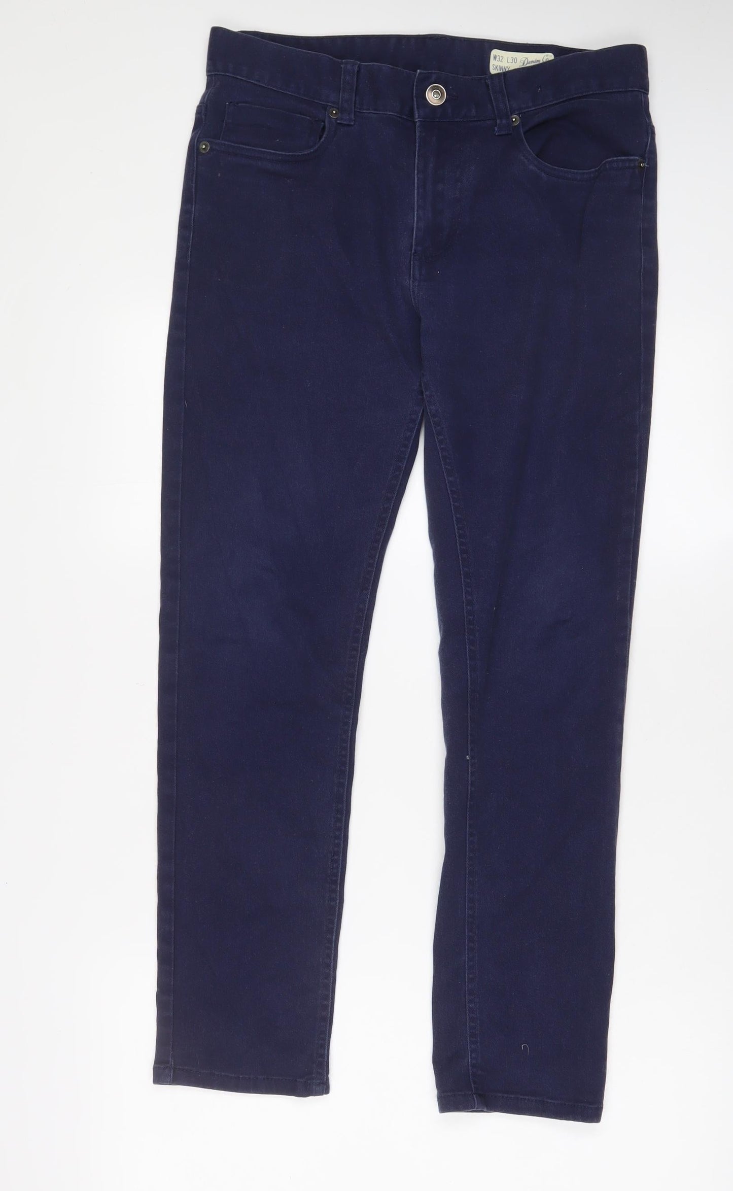 Denim & Co. Mens Blue Cotton Skinny Jeans Size 32 in L30 in Regular Zip - Pockets