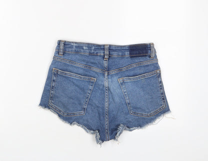 H&M Womens Blue Cotton Basic Shorts Size 8 Regular Zip