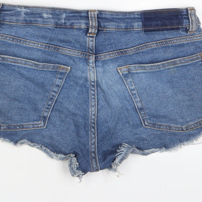 H&M Womens Blue Cotton Basic Shorts Size 8 Regular Zip