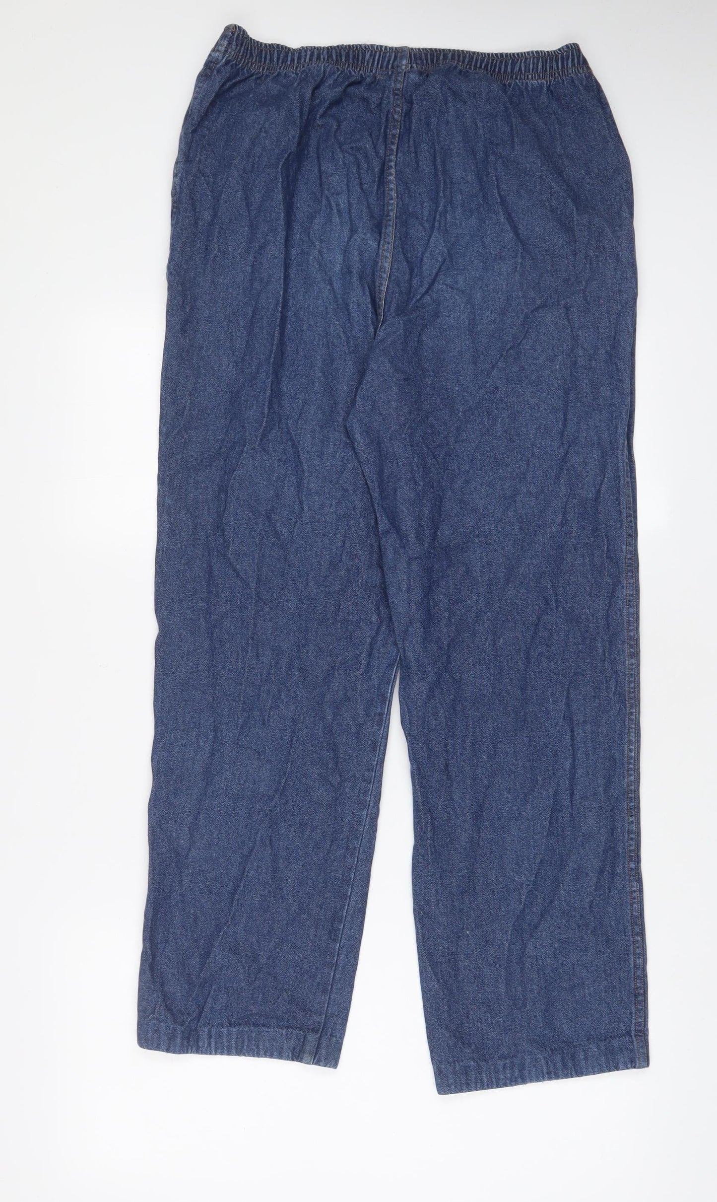 Rebecca Malone Womens Blue Cotton Straight Jeans Size M L28 in Regular - Elasticated waist