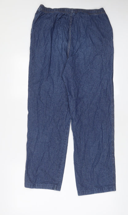 Rebecca Malone Womens Blue Cotton Straight Jeans Size M L28 in Regular - Elasticated waist