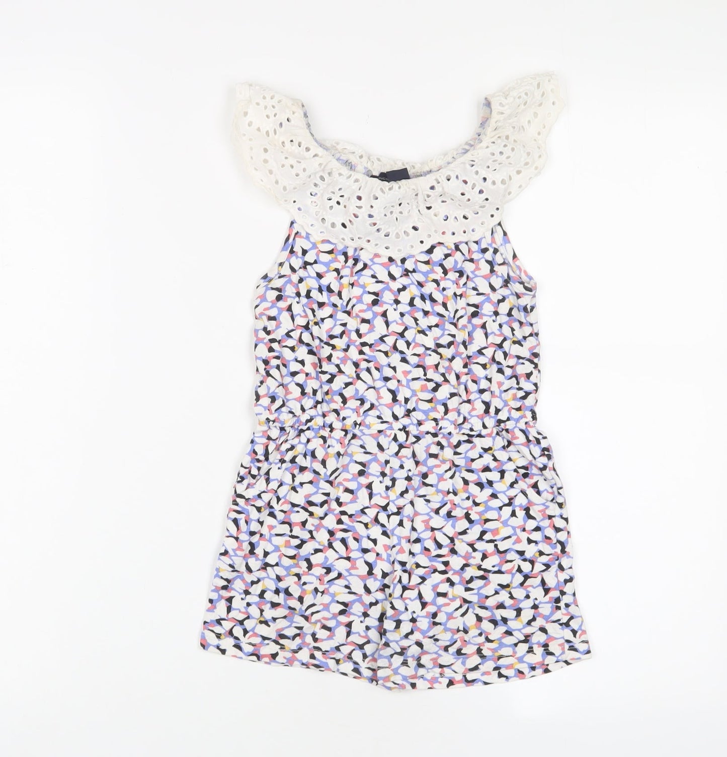 H&M Girls Multicoloured Geometric Cotton Playsuit One-Piece Size 4-5 Years Pullover - Embroidered