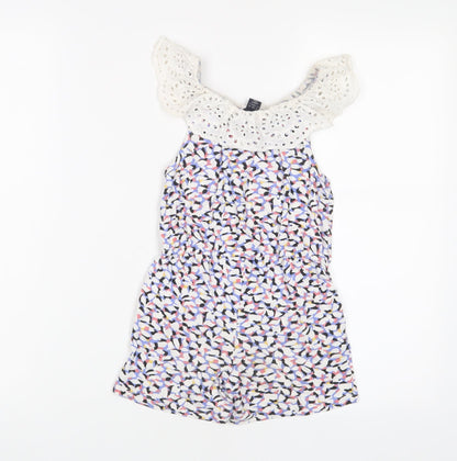 H&M Girls Multicoloured Geometric Cotton Playsuit One-Piece Size 4-5 Years Pullover - Embroidered