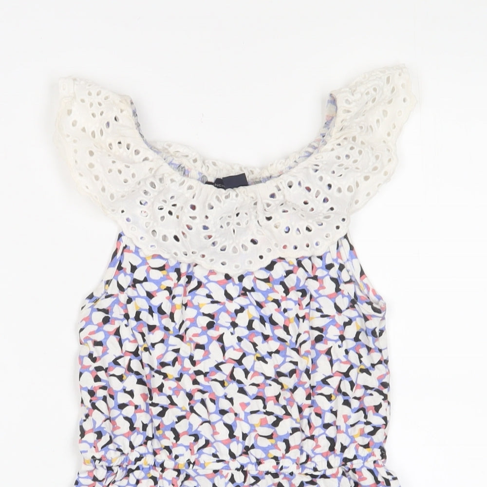 H&M Girls Multicoloured Geometric Cotton Playsuit One-Piece Size 4-5 Years Pullover - Embroidered