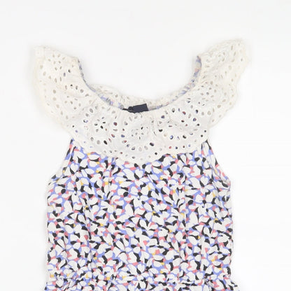 H&M Girls Multicoloured Geometric Cotton Playsuit One-Piece Size 4-5 Years Pullover - Embroidered