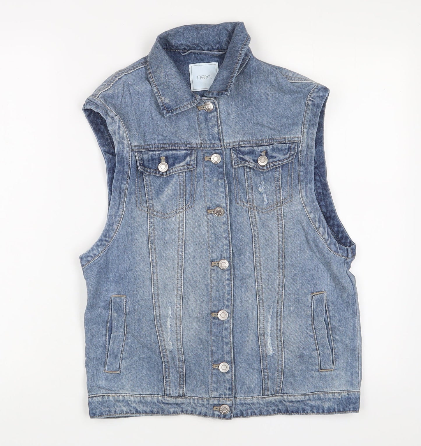 NEXT Girls Blue Gilet Jacket Size 12 Years Button - Pockets