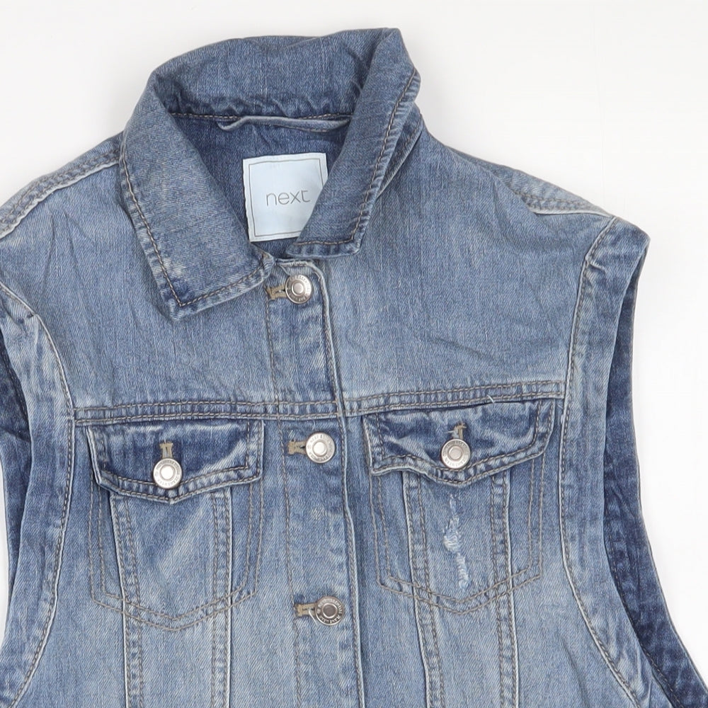 NEXT Girls Blue Gilet Jacket Size 12 Years Button - Pockets