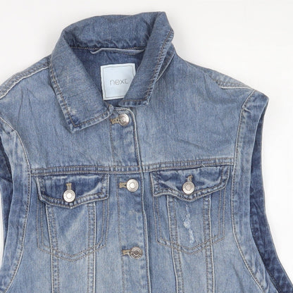 NEXT Girls Blue Gilet Jacket Size 12 Years Button - Pockets