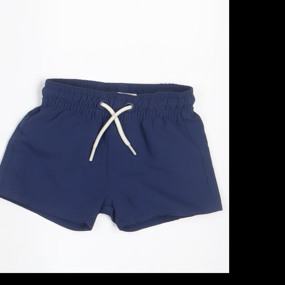 Marks and Spencer Boys Blue Polyester Cropped Trousers Size 0-3 Months Drawstring - Swim shorts