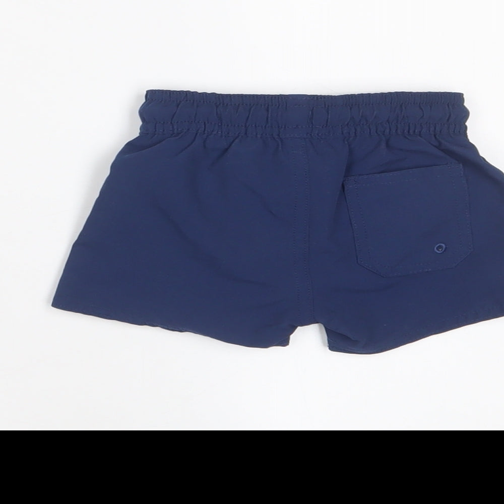 Marks and Spencer Boys Blue Polyester Cropped Trousers Size 0-3 Months Drawstring - Swim shorts