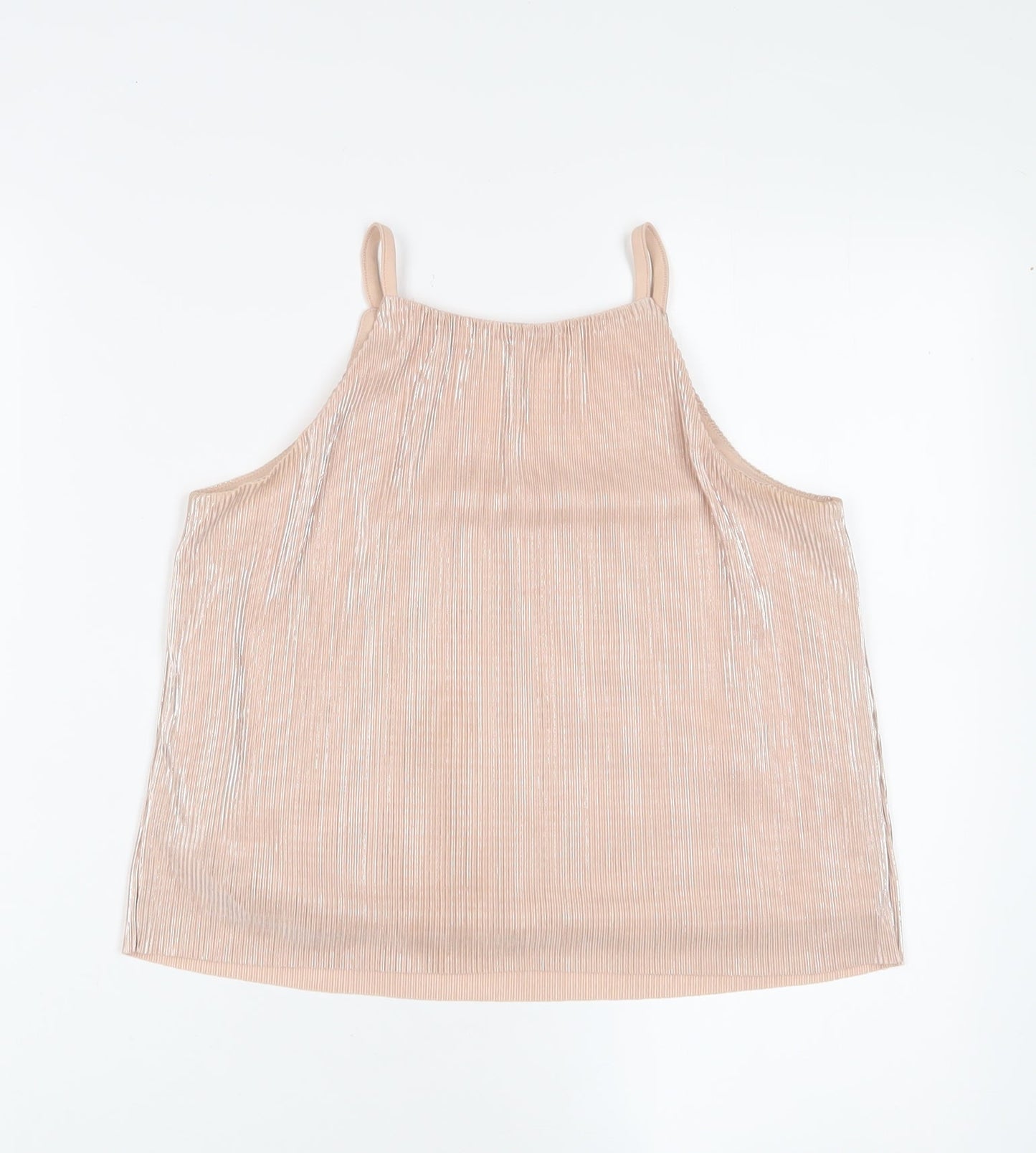 New Look Girls Pink Polyester Camisole Tank Size 12 Years Square Neck Pullover - Pleated