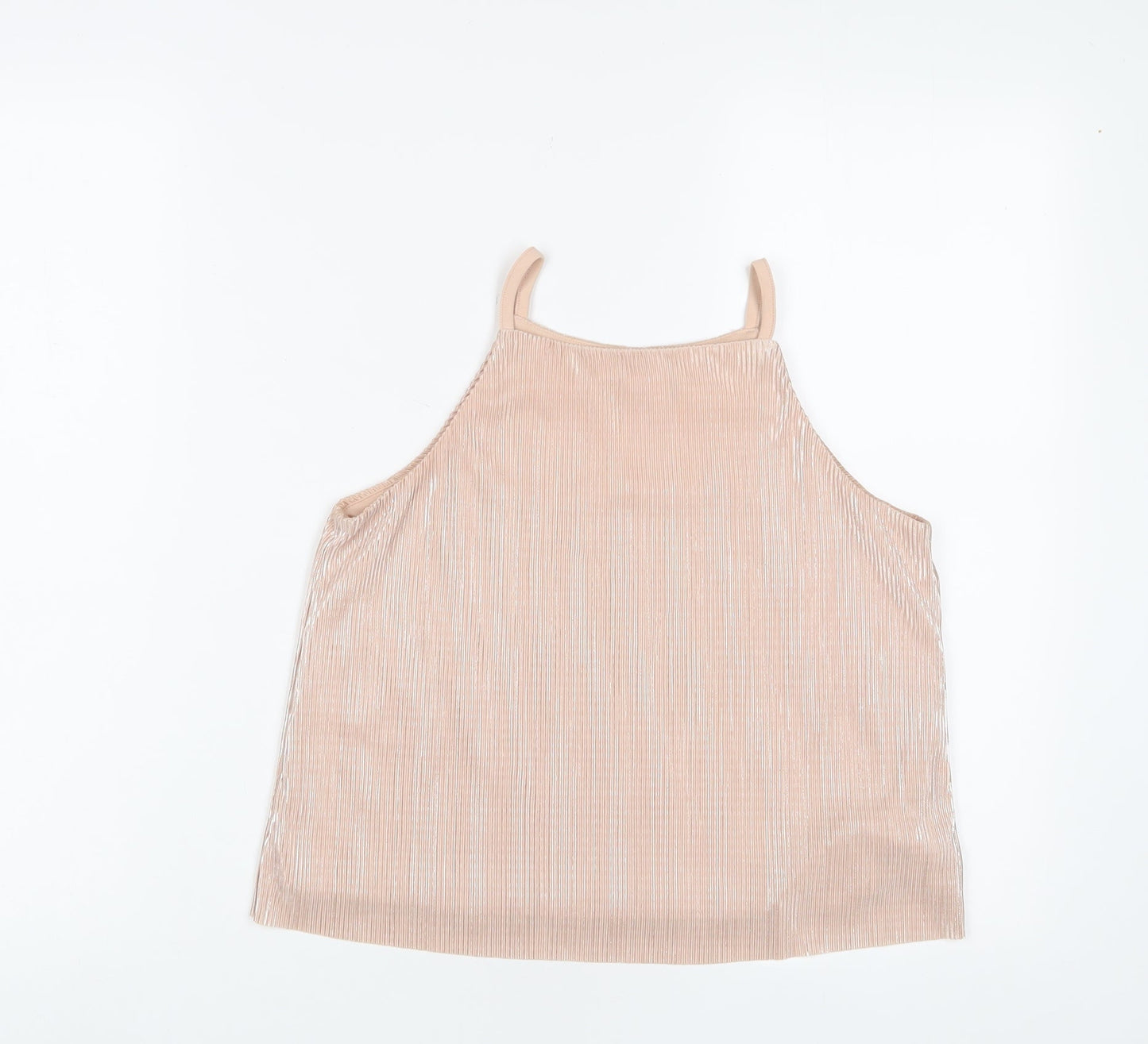 New Look Girls Pink Polyester Camisole Tank Size 12 Years Square Neck Pullover - Pleated