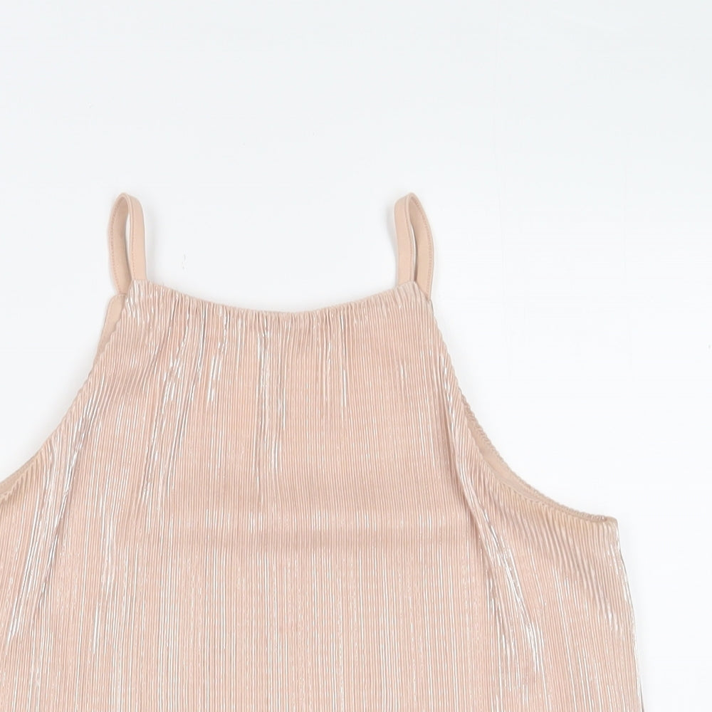 New Look Girls Pink Polyester Camisole Tank Size 12 Years Square Neck Pullover - Pleated