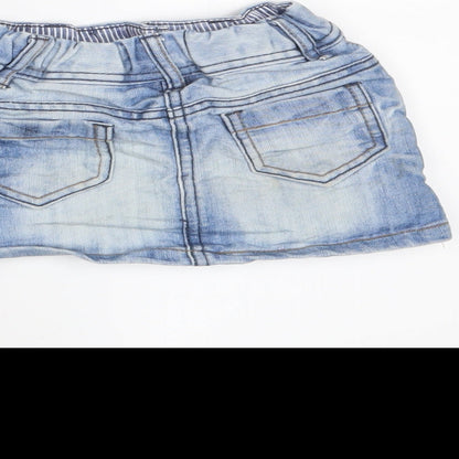 NEXT Girls Blue Cotton A-Line Skirt Size 12-18 Months Button