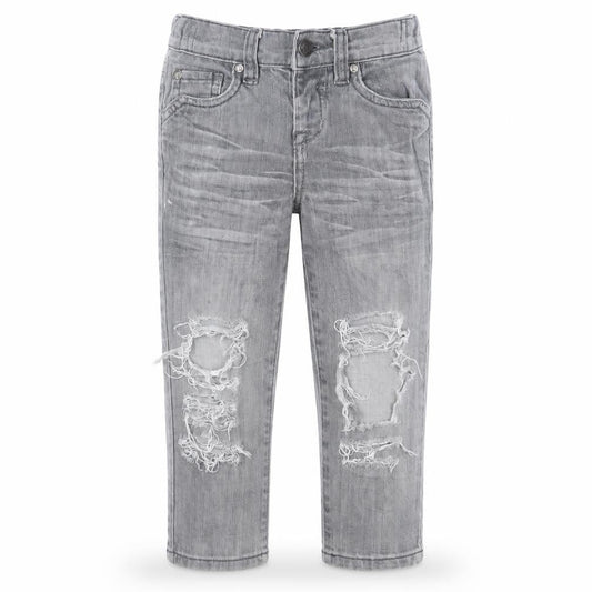 Adams Boys Grey Cotton Straight Jeans Size 3 Years Regular Zip - Embroidered