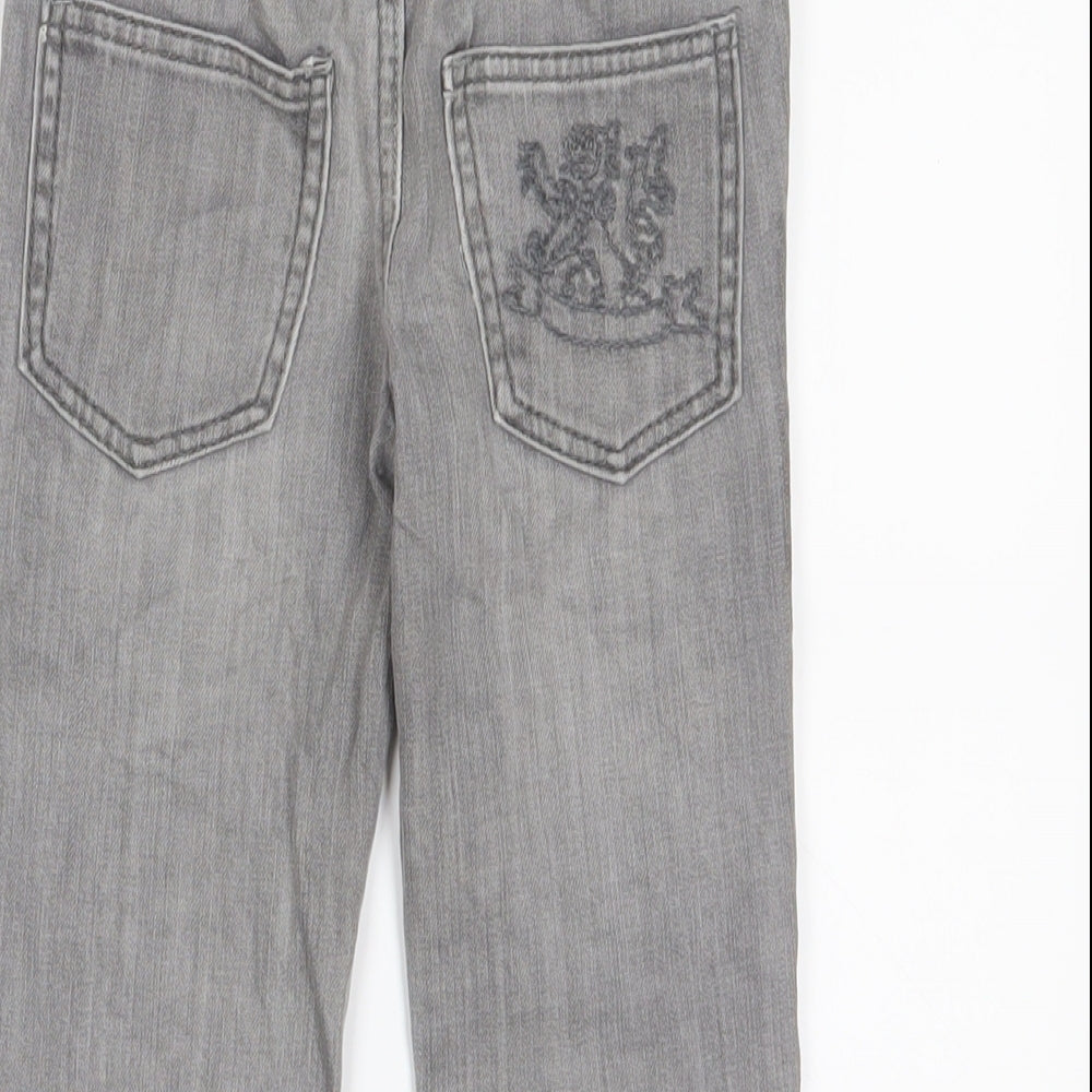 Adams Boys Grey Cotton Straight Jeans Size 3 Years Regular Zip - Embroidered