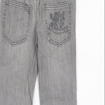 Adams Boys Grey Cotton Straight Jeans Size 3 Years Regular Zip - Embroidered