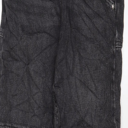 Marks and Spencer Girls Black Cotton Straight Jeans Size 11-12 Years L25 in Regular Zip - Pockets
