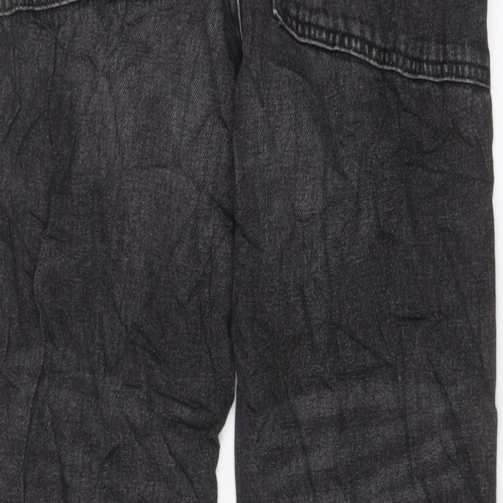 Marks and Spencer Girls Black Cotton Straight Jeans Size 11-12 Years L25 in Regular Zip - Pockets