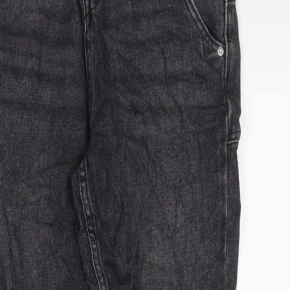 Marks and Spencer Girls Black Cotton Straight Jeans Size 11-12 Years L25 in Regular Zip - Pockets