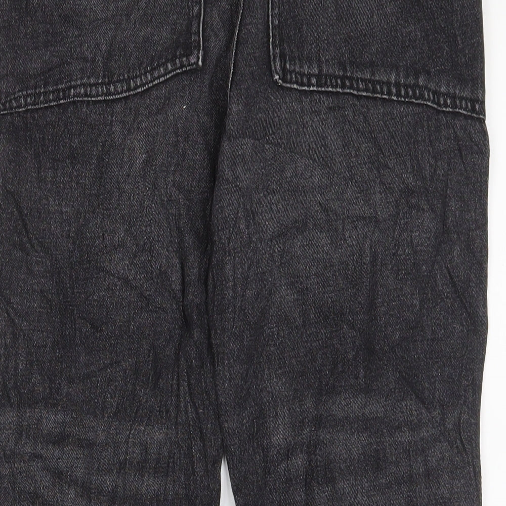 Marks and Spencer Girls Black Cotton Straight Jeans Size 11-12 Years L25 in Regular Zip - Pockets