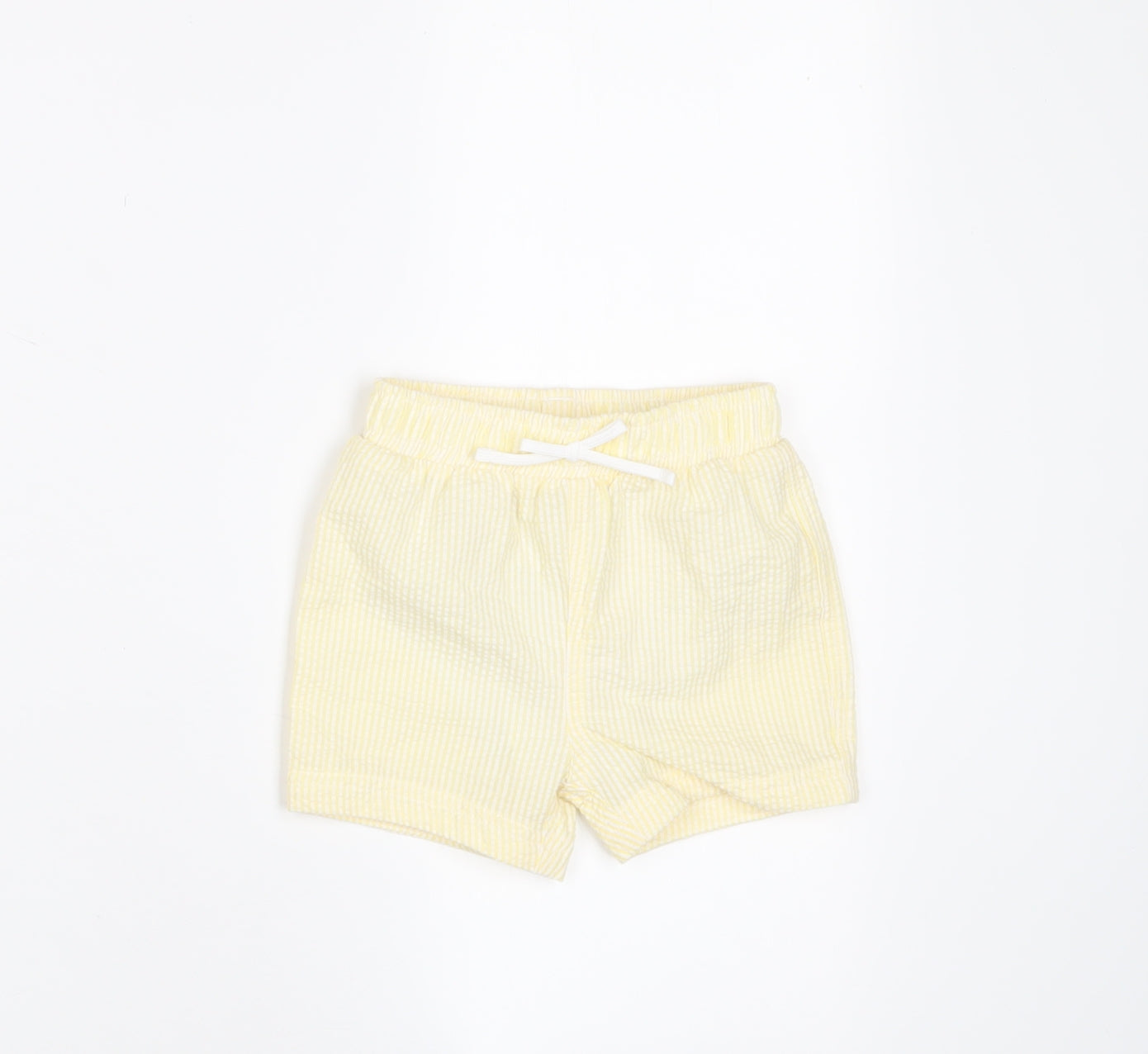 Marks and Spencer Baby Yellow Plaid Cotton Cropped Trousers Size 6-9 Months Drawstring
