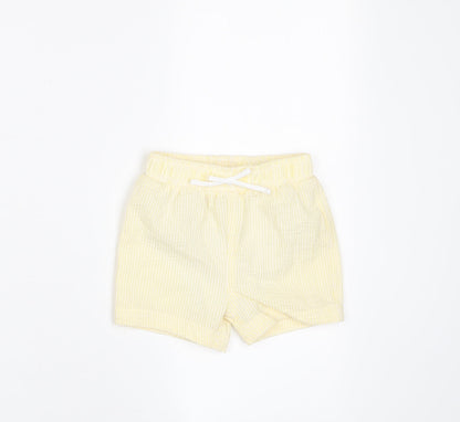 Marks and Spencer Baby Yellow Plaid Cotton Cropped Trousers Size 6-9 Months Drawstring