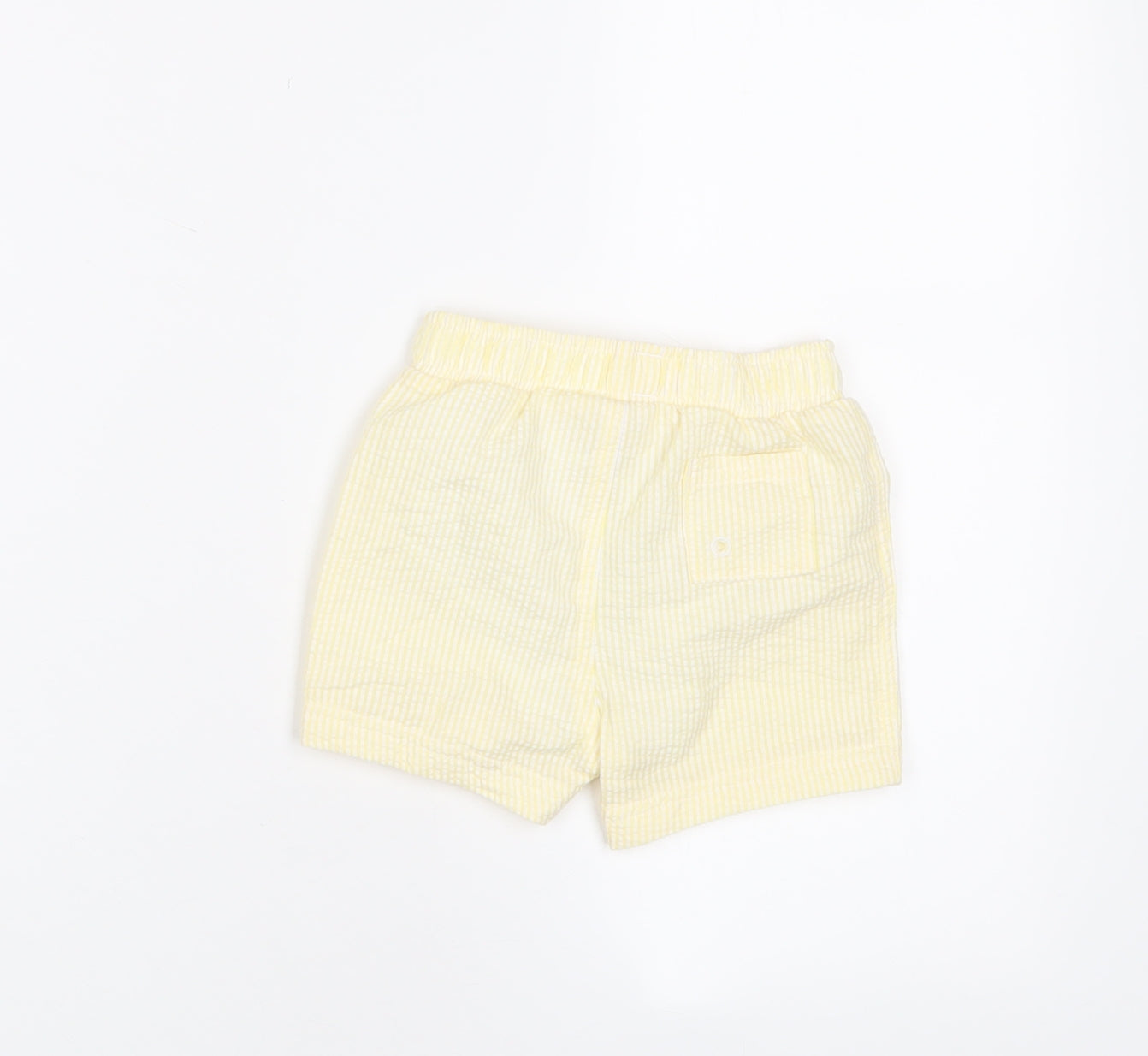 Marks and Spencer Baby Yellow Plaid Cotton Cropped Trousers Size 6-9 Months Drawstring