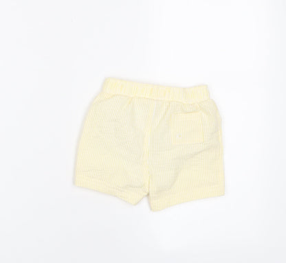 Marks and Spencer Baby Yellow Plaid Cotton Cropped Trousers Size 6-9 Months Drawstring