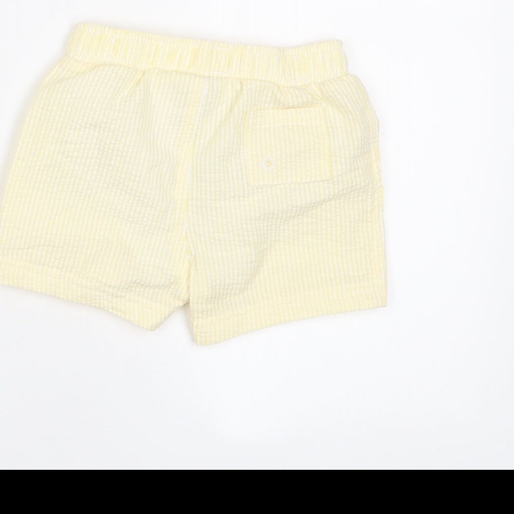 Marks and Spencer Baby Yellow Plaid Cotton Cropped Trousers Size 6-9 Months Drawstring