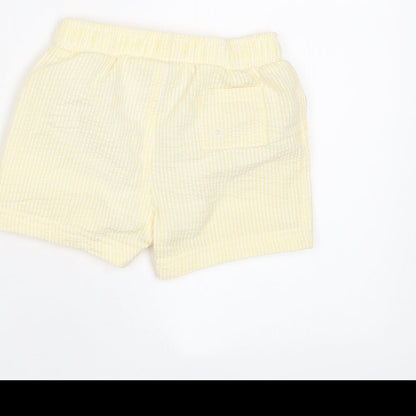 Marks and Spencer Baby Yellow Plaid Cotton Cropped Trousers Size 6-9 Months Drawstring