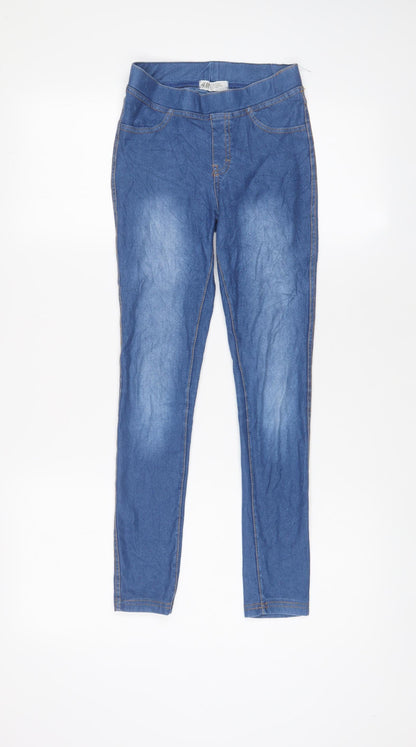 H&M Girls Blue Cotton Skinny Jeans Size 10-11 Years L25 in Regular Pullover