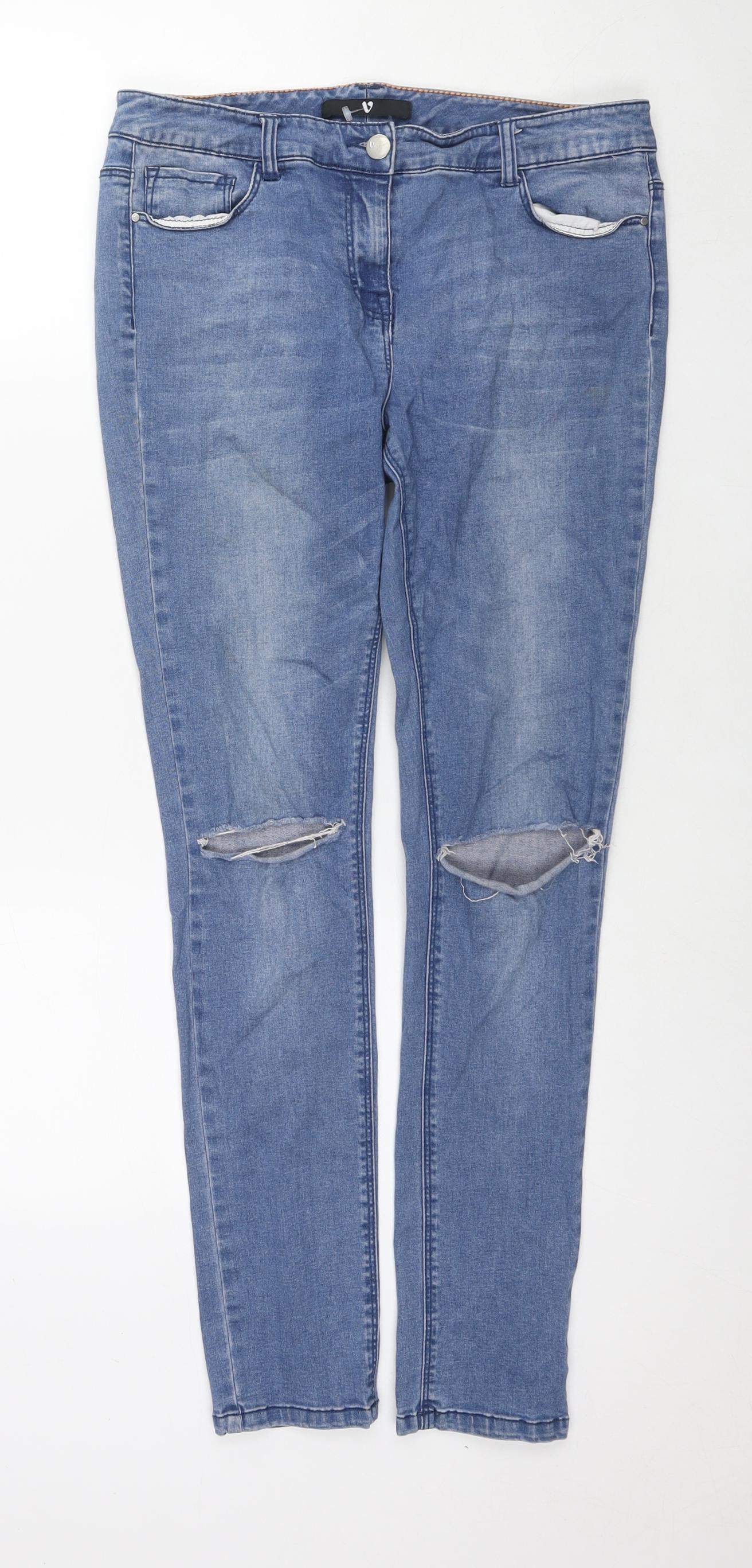 Very Womens Blue Cotton Skinny Jeans Size 12 L30 in Regular Zip